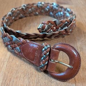 Vintage Woven Leather & Metal Belt - A Boho Treasure!